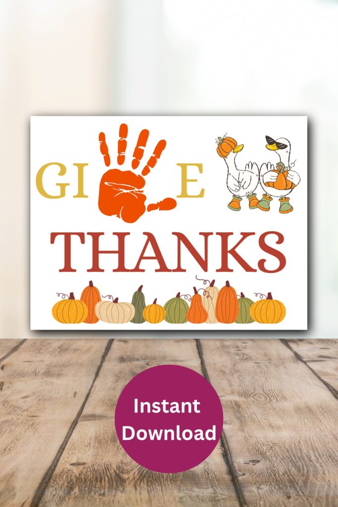 Give thanks handprint art printable.