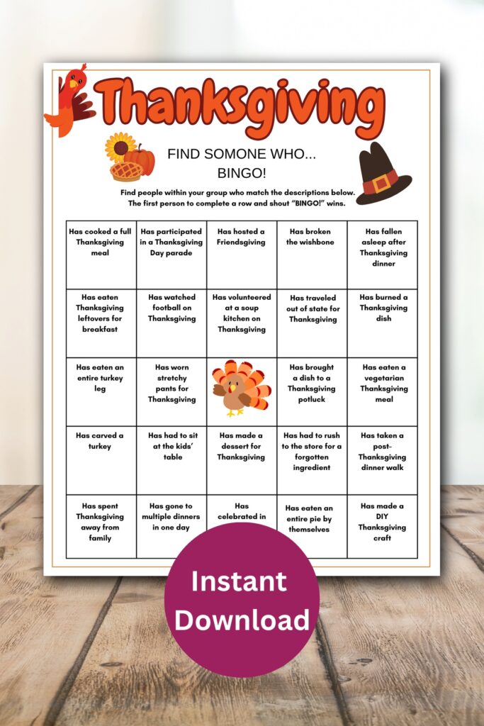Thanksgiving find someone who game printable.
