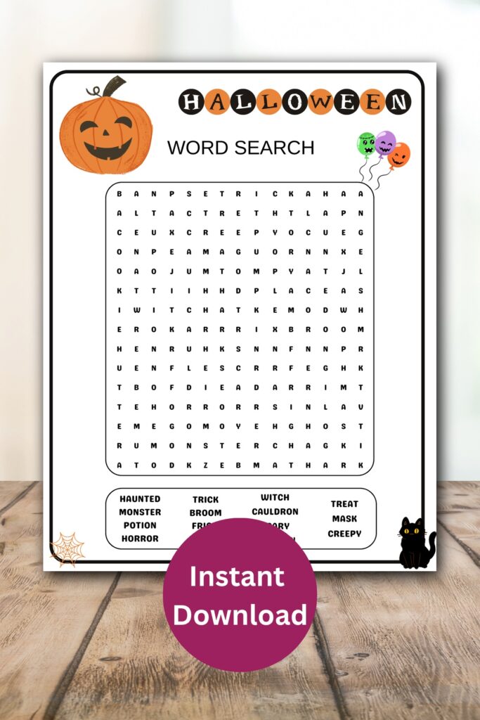 Halloween word search printable.