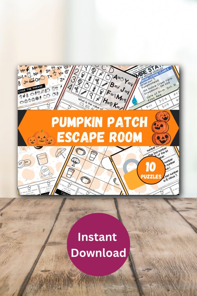Pumpkin patch escape room printable.